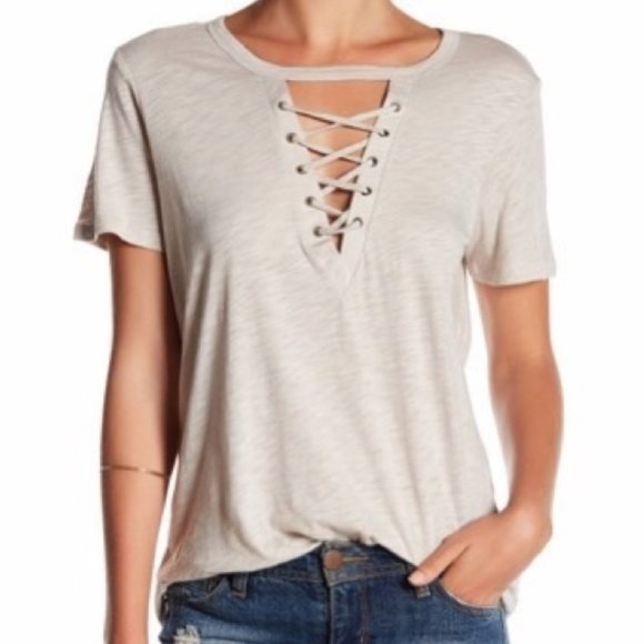 emory park Tops - Emory Park V-Neck Lace-Up Tee